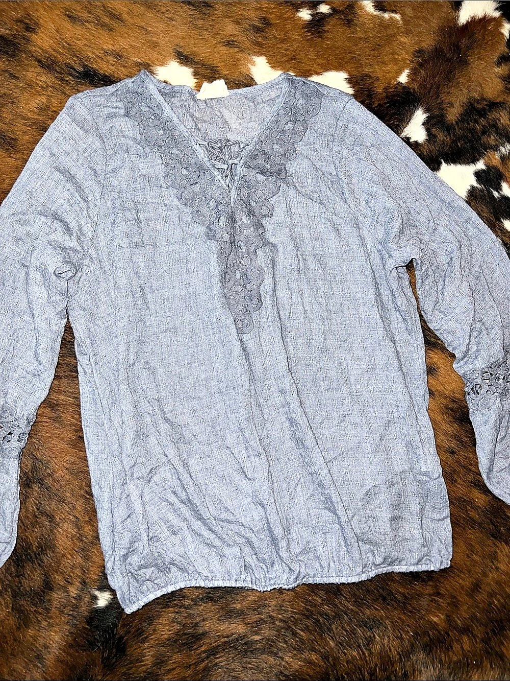 Gray Embroidered top